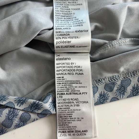 PUMA Golf Light Gray Blue Pineapple All Over Print Performance Polo Shirt Large - Picture 8 of 8